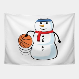 Funny Christmas Basketball Snowman Tapestry