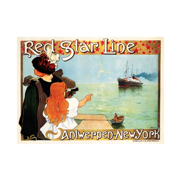 RED STAR LINE Ocean Liner Steam Ships Vintage Travel Advertisement by vintageposters