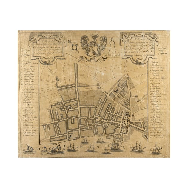 Vintage Map of Liverpool England (1725) by Bravuramedia