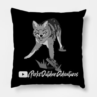 black n white coyote in trap Pillow