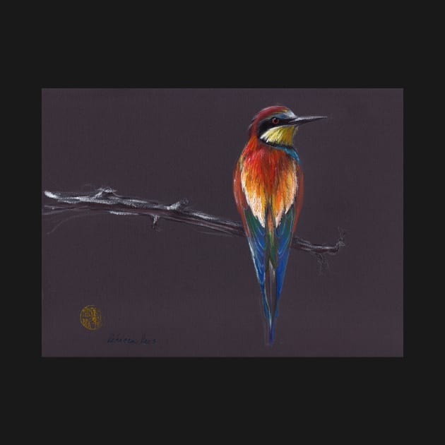 "The European"  original mixed media painting of a European Bee-eater bird by tranquilwaters