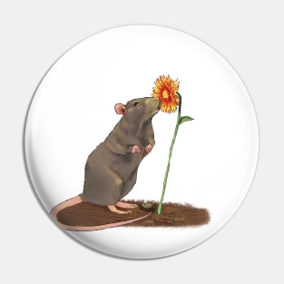 Rat with a flower Pin