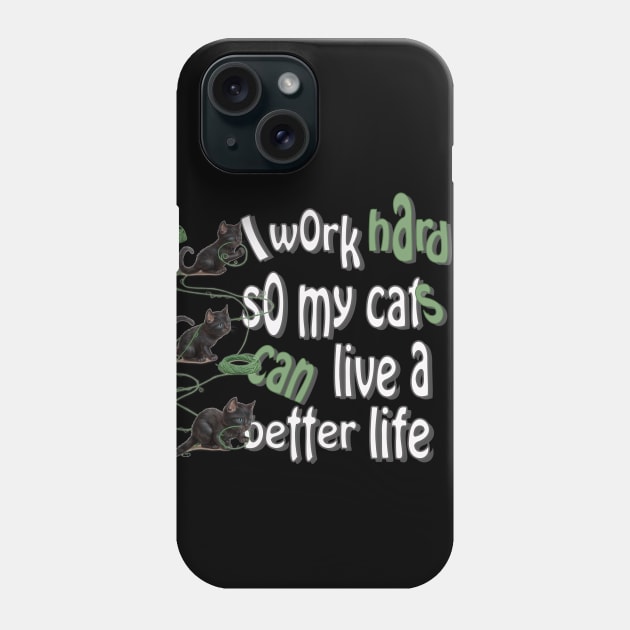 Cats playing with balls of yarn Funny T-shirt 04 Phone Case by ToddT