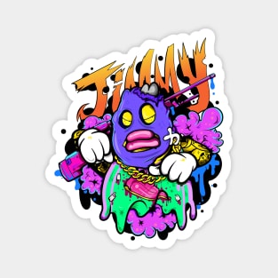 Dope Slluks character fatty boy is ready for war illustration Magnet