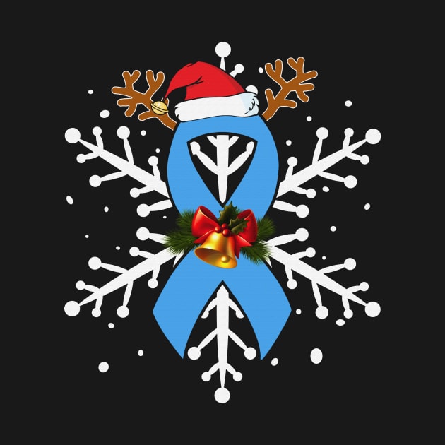 Snowflakes Christmas Santa Hat Trisomy 18 Awareness Light Blue Ribbon Warrior Support by celsaclaudio506