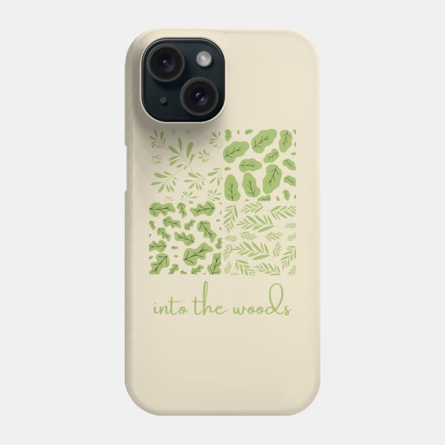 Into the Woods - Green Leaf Patterns One Phone Case by Clue Sky