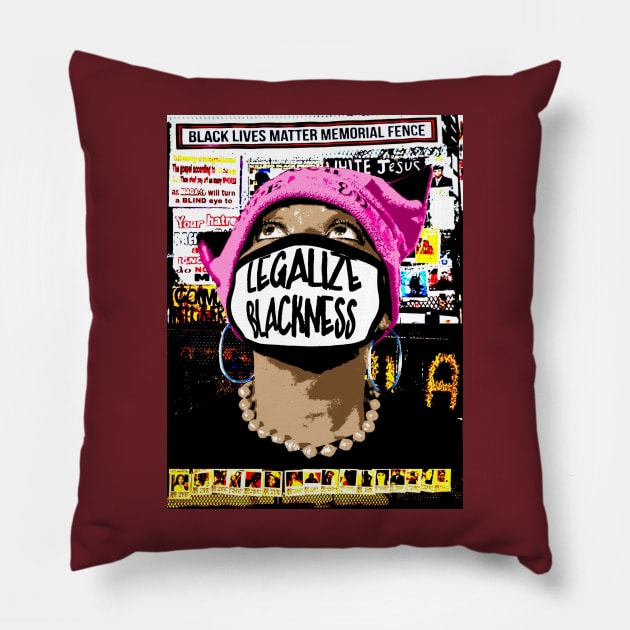 Legalize Blackness Black Lives Matter Memorial Fence - Light Complexion - Brown Eyes - Fence Angel - Double-sided Pillow by Blacklivesmattermemorialfence