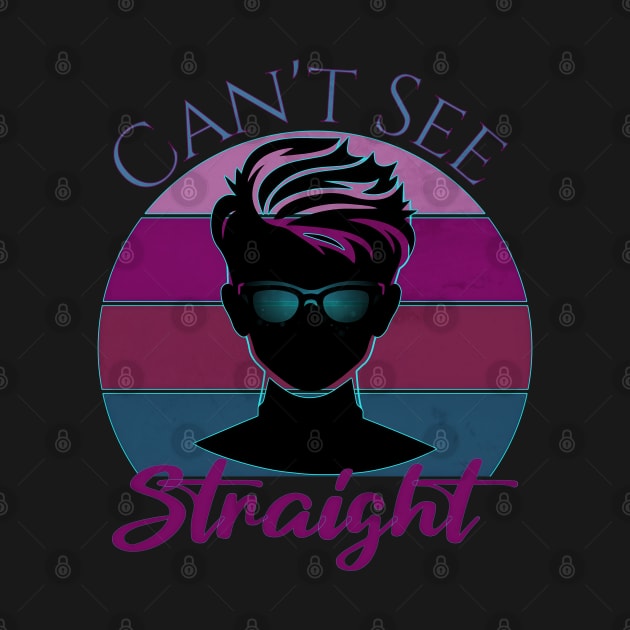 PRIDE Month Can't See Straight Bi Retro Sunset by mythikcreationz