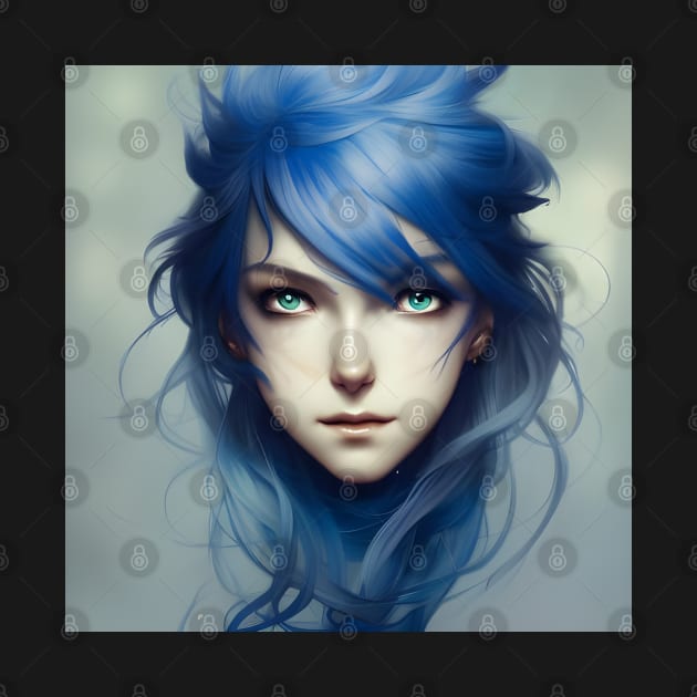 Beaux Animes Art, Anime Girl with blue hair Illustration Design by Beauxanimes