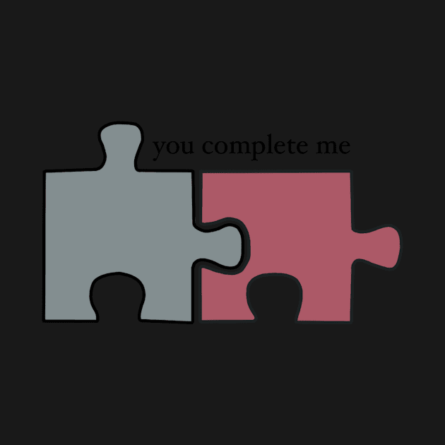 "You Complete Me" Funny Puzzle Piece Design by emmamarlene