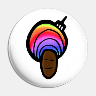 Rainbow Afro Doodle Dude Pin