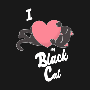 I Heart My Black Cat cute kawaii love T-Shirt