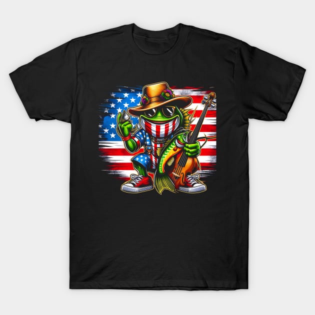 National Mardi Gras Bass Fishing Design Design with US Flag