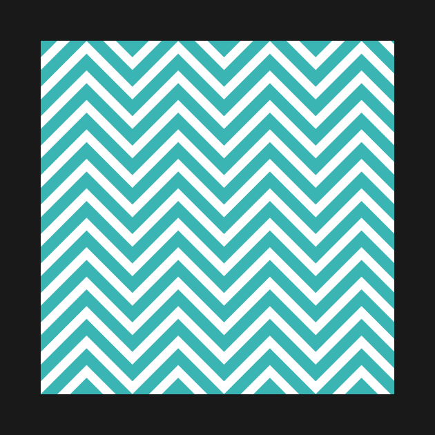 Turquoise Sea Green and White Chevron Pattern by 2CreativeNomads