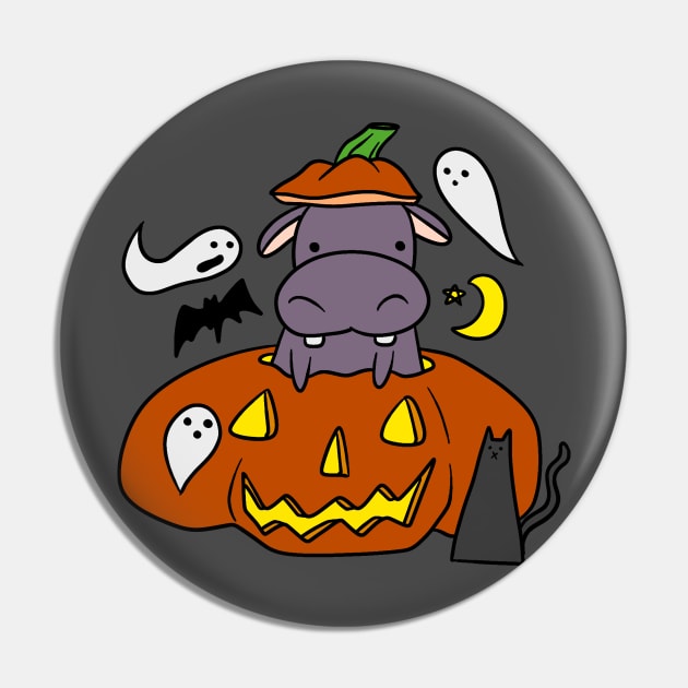 Halloween Pumpkin Hippo Pin by saradaboru