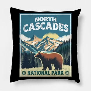 North Cascades National Park Bear Vintage Pillow