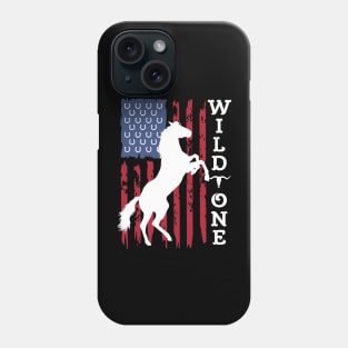 Wild One Horse Lover American Flag Vintage Distressed Phone Case