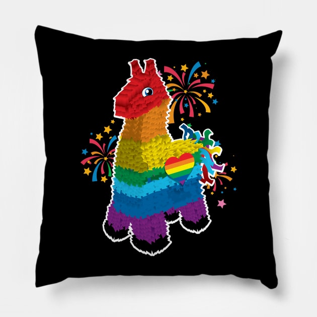 Rainbow Llama Pillow by CuddleswithCatsArt