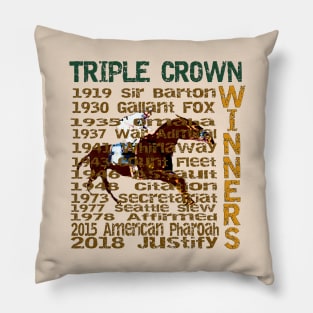 Triple Crown Winners 2018 - Famous Racehorses Pillow