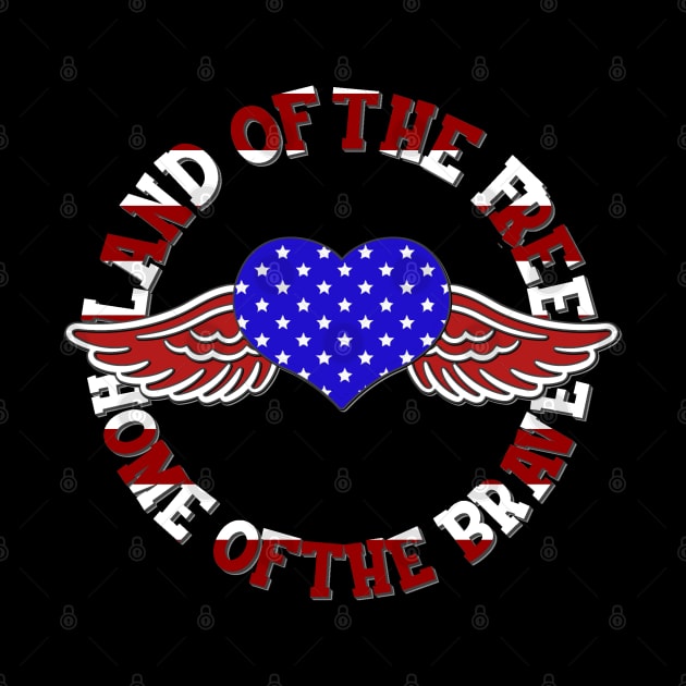 US Flag Land of the free Heart wings by KZK101