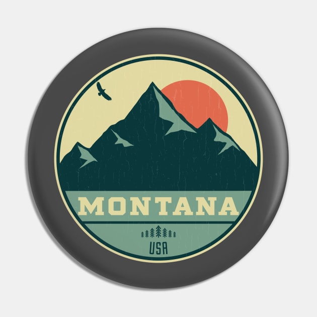 Montana Retro Mountain Badge Pin by dk08