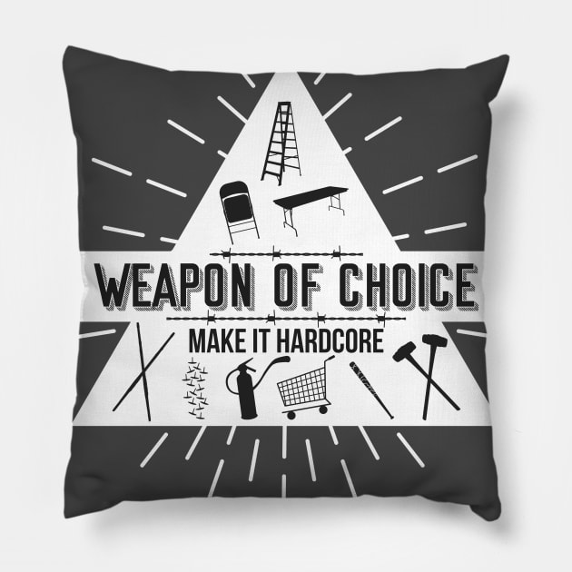 Weapon Of Choice (White) Pillow by PWUnlimited