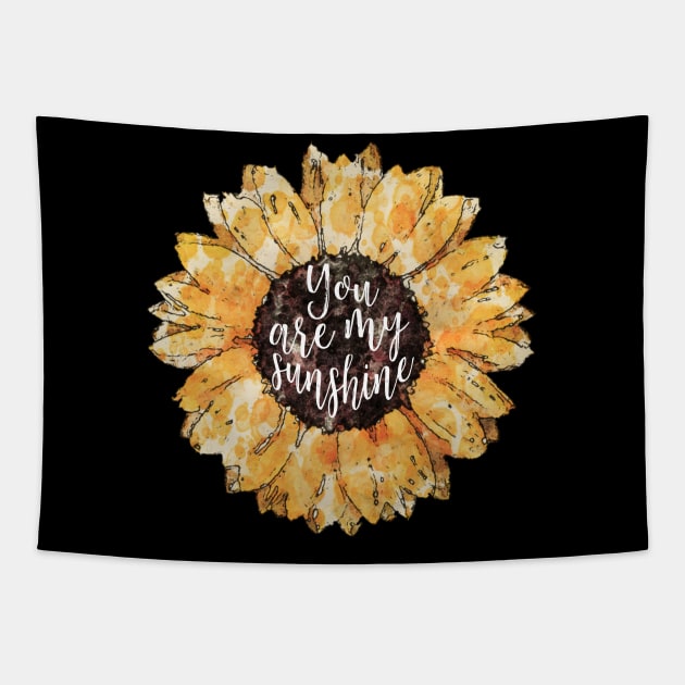 Sunflowers watercolor, you are my sunshine Tapestry by Collagedream