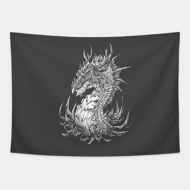 Regal Dragon - white variant Tapestry by drakhenliche