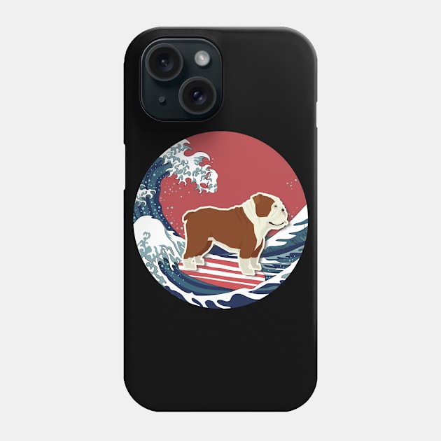 English Bulldog Gifts - Ocean Waves Surfing English Bulldog.  Gifts For English Bulldog Moms, Dads & Owners Phone Case by StudioElla