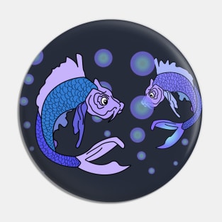 Illustration blue fishes Pin