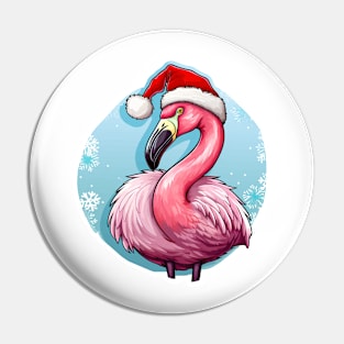 Pink Flamingo Wearing Santa Hat Pin