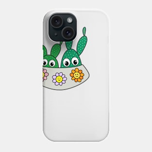 Cute Cactus Design #258: Angel Wings Cacti In Flowery Pot Phone Case