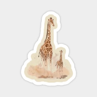 Mom giraffe with baby Magnet