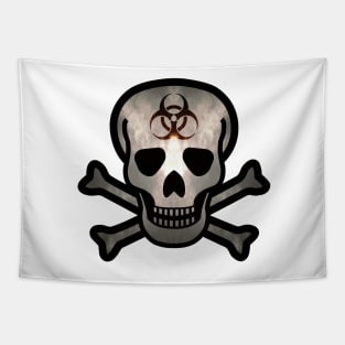 Skull and Bones Biohazard in a Dark Light Tapestry