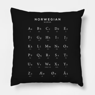 Norwegian Alphabet Chart, Norway Language Chart, Black Pillow