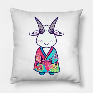 Japanese goat in kimono Pillow