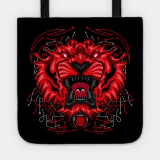 tiger angry red shadow Tote