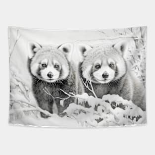 Red Panda Animal Discovery Wild Nature Ink Sketch Style Tapestry