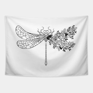 Flower dragonfly with contour rose Tapestry