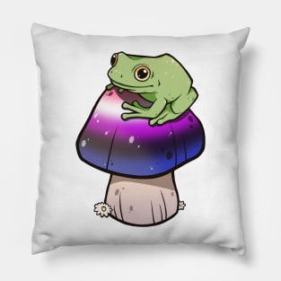 Genderfluid Pride Mushroom Frog Pillow