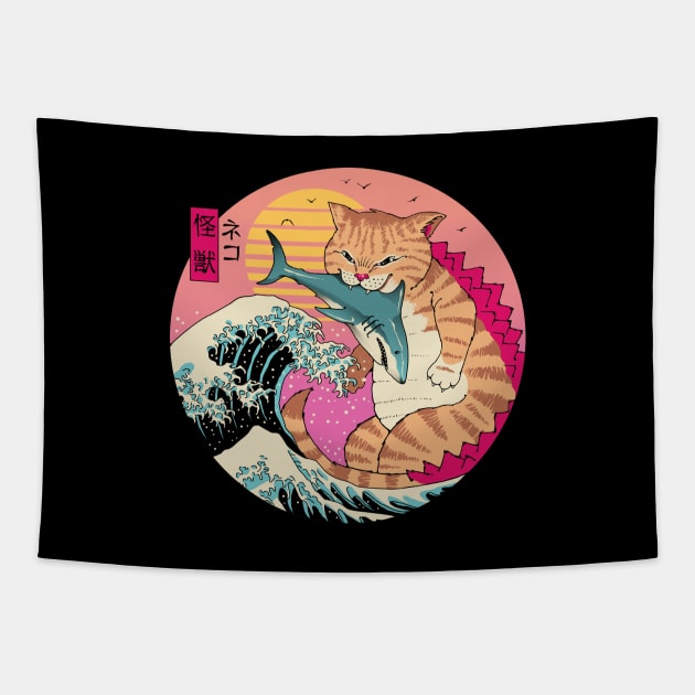 Neko Wave Kaiju Tapestry by Vincent Trinidad Art