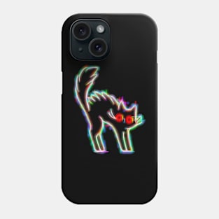 Black Cat Glitch Electric Shocked Neon Glow Phone Case