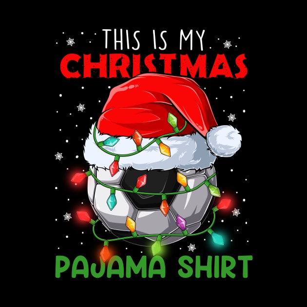 This is my Christmas Pajama shirt Soccer Ball Santa Hat by petemphasis