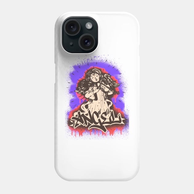 Angel with violin music instrument graffiti Phone Case by eyoubree