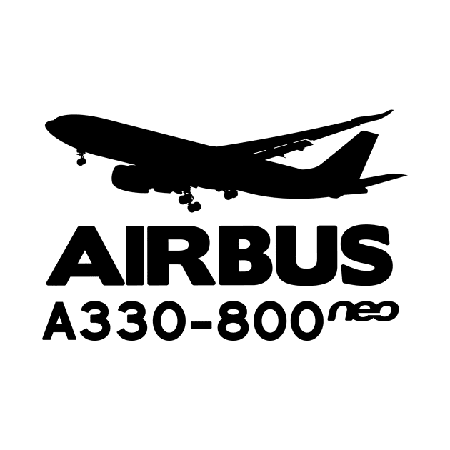 Airbus A330-800neo Silhouette Print (Black) by TheArtofFlying