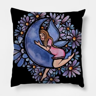 Purple Flower Moon Fairy Pillow