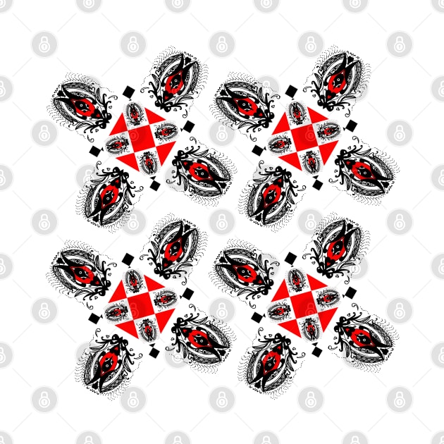 Miniatures 11 Var 4 Pattern in Black and Red by Heatherian