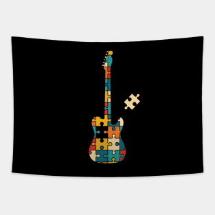 Retro Style Puzzle T-Style Electric Guitar Silhouette Tapestry