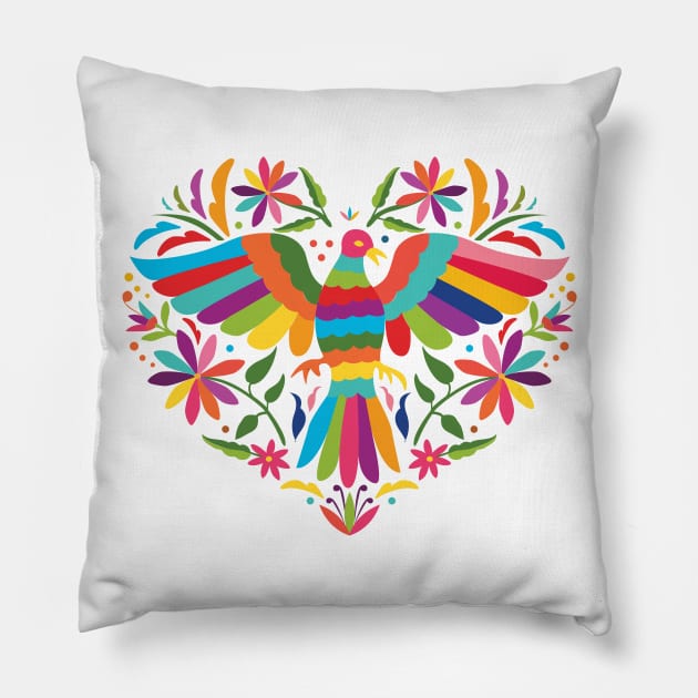 Mexican Otomí Heart Design Pillow by Akbaly