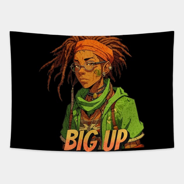 Jamaican Manga Boy Big up Tapestry by rastaseed